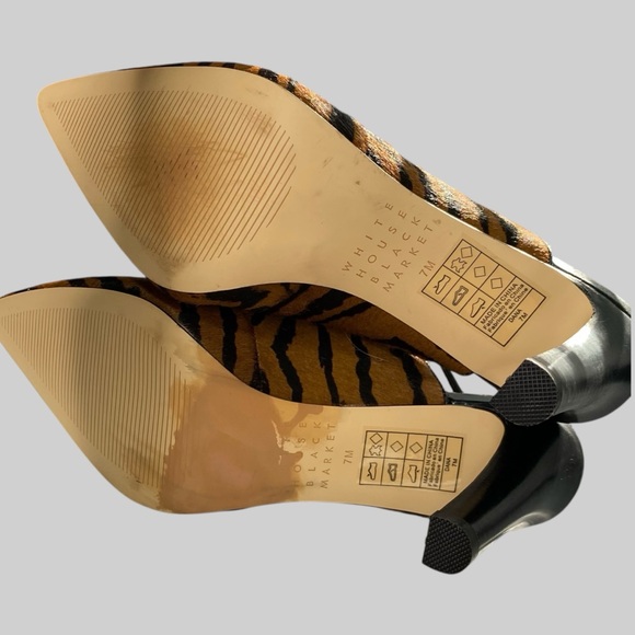 White House Black Market Tiger Animal Print Calf Hair Slingback Bootie Mule 7 M - Picture 10 of 13